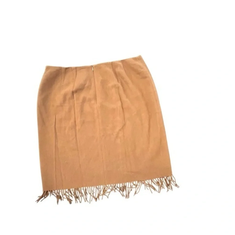 100% Wool Short Skirt Jones New York Signature Size 16 NWT Lined‎ Brown Fringe